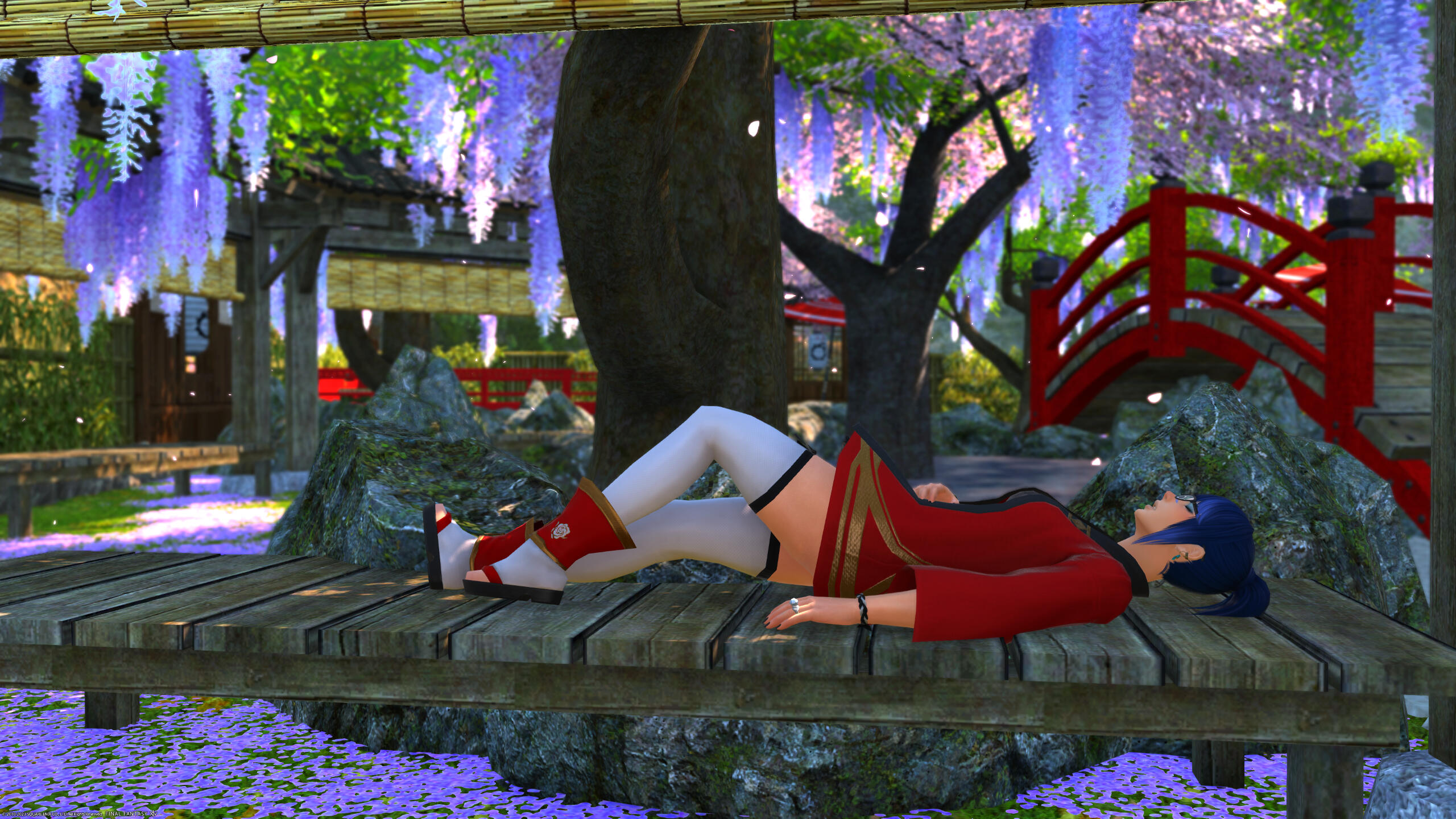 Napping outside Senpan Tea House.